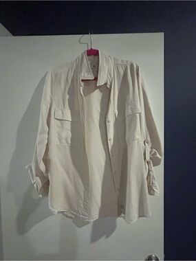Aritzia Babaton Cream Button-Up Utility Shirt Jacket